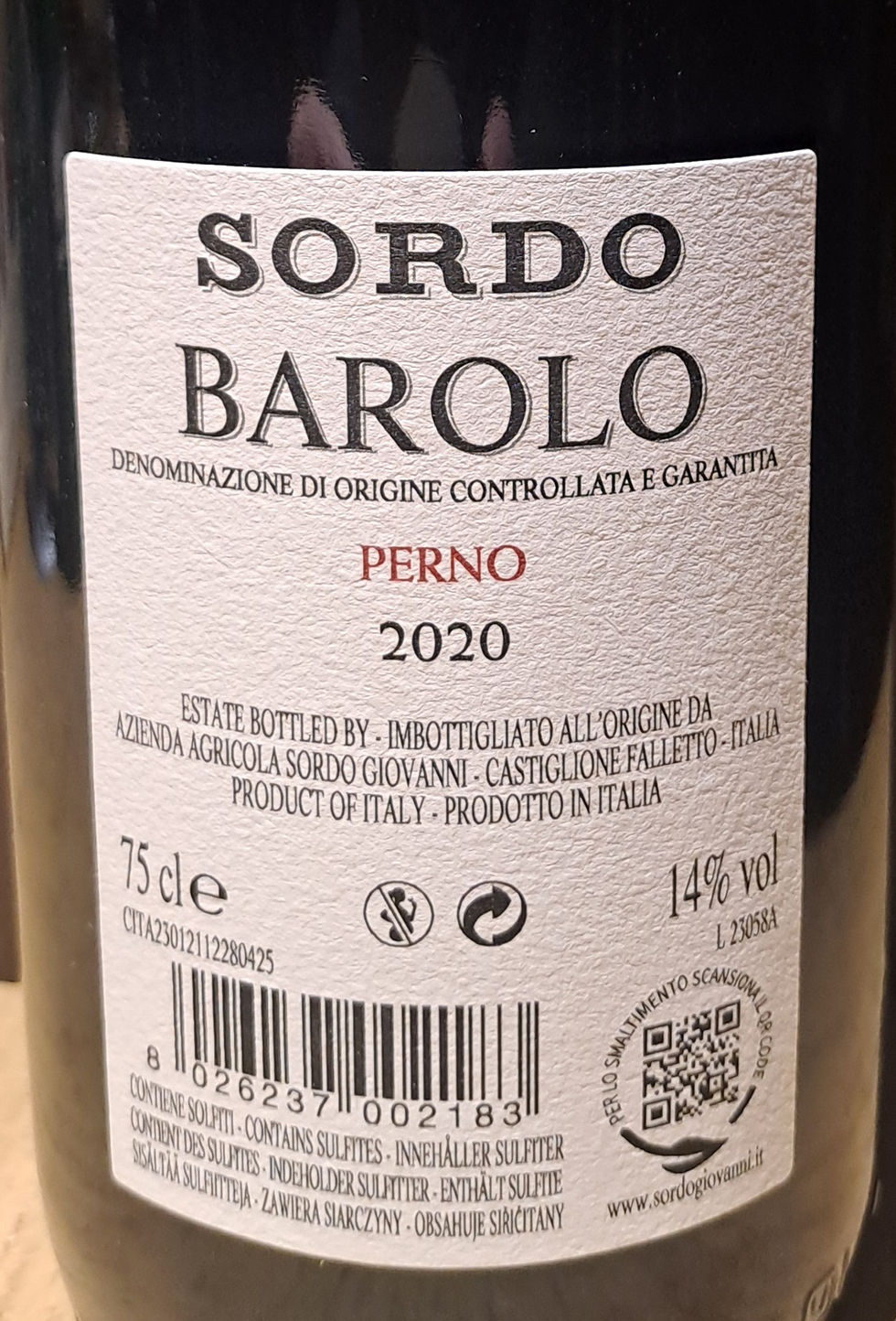Thumbnail: BAROLO PERNO DOCG 2020 SORDO