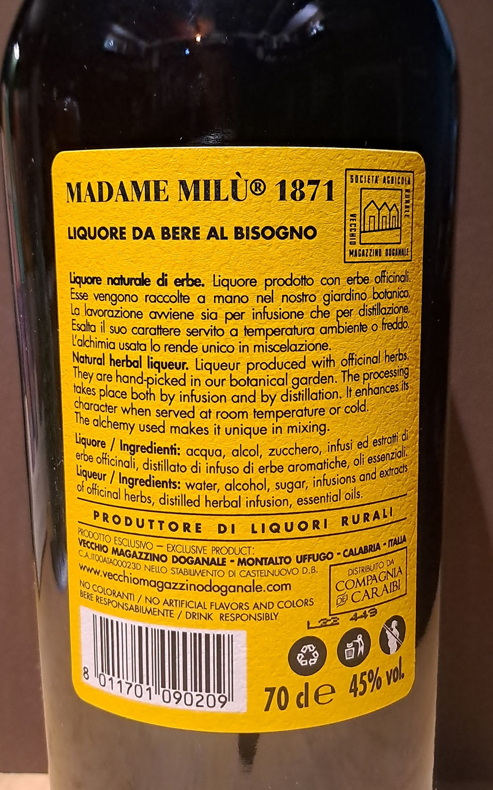 Thumbnail: LIQUORE NATURALE DI ERBE MADAME MILU' (ASTUCCIATO)