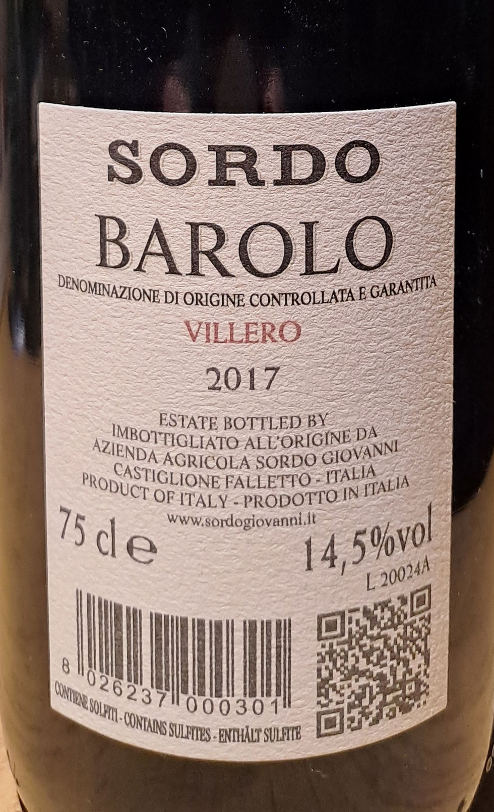 Thumbnail: BAROLO VILLERO DOCG 2017 SORDO
