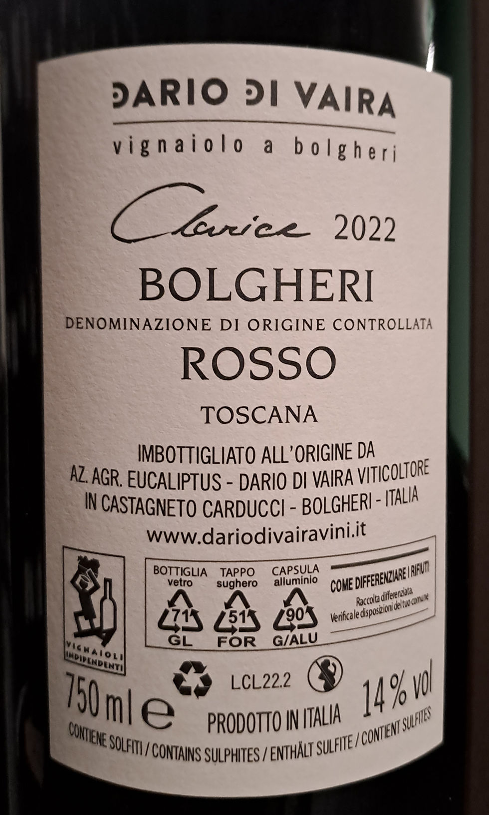 Thumbnail: BOLGHERI ROSSO CLARICE DOC 2022 DARIO DAI VAIRA