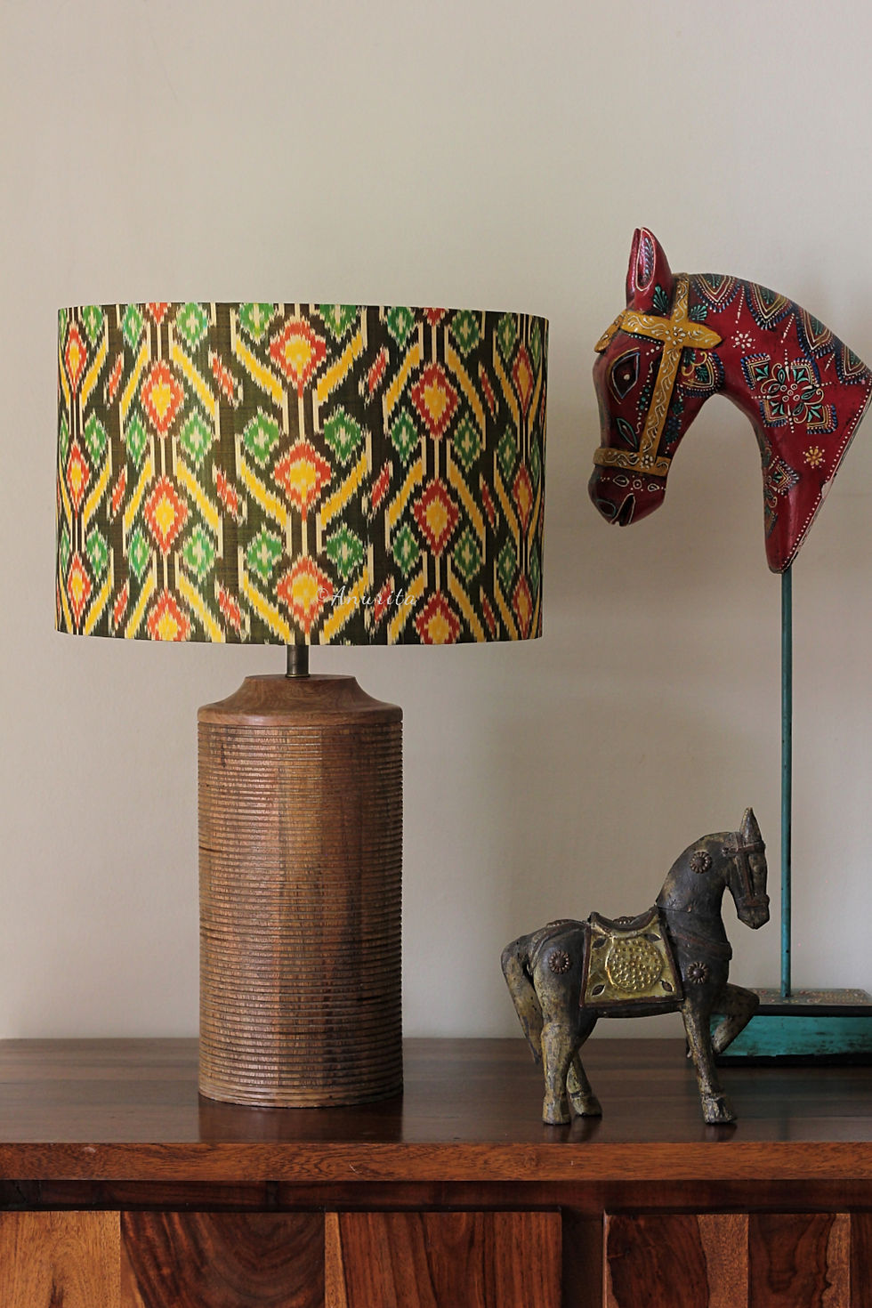 Stunning "Ashwarohi" Pure Silk Ikat Lampshade