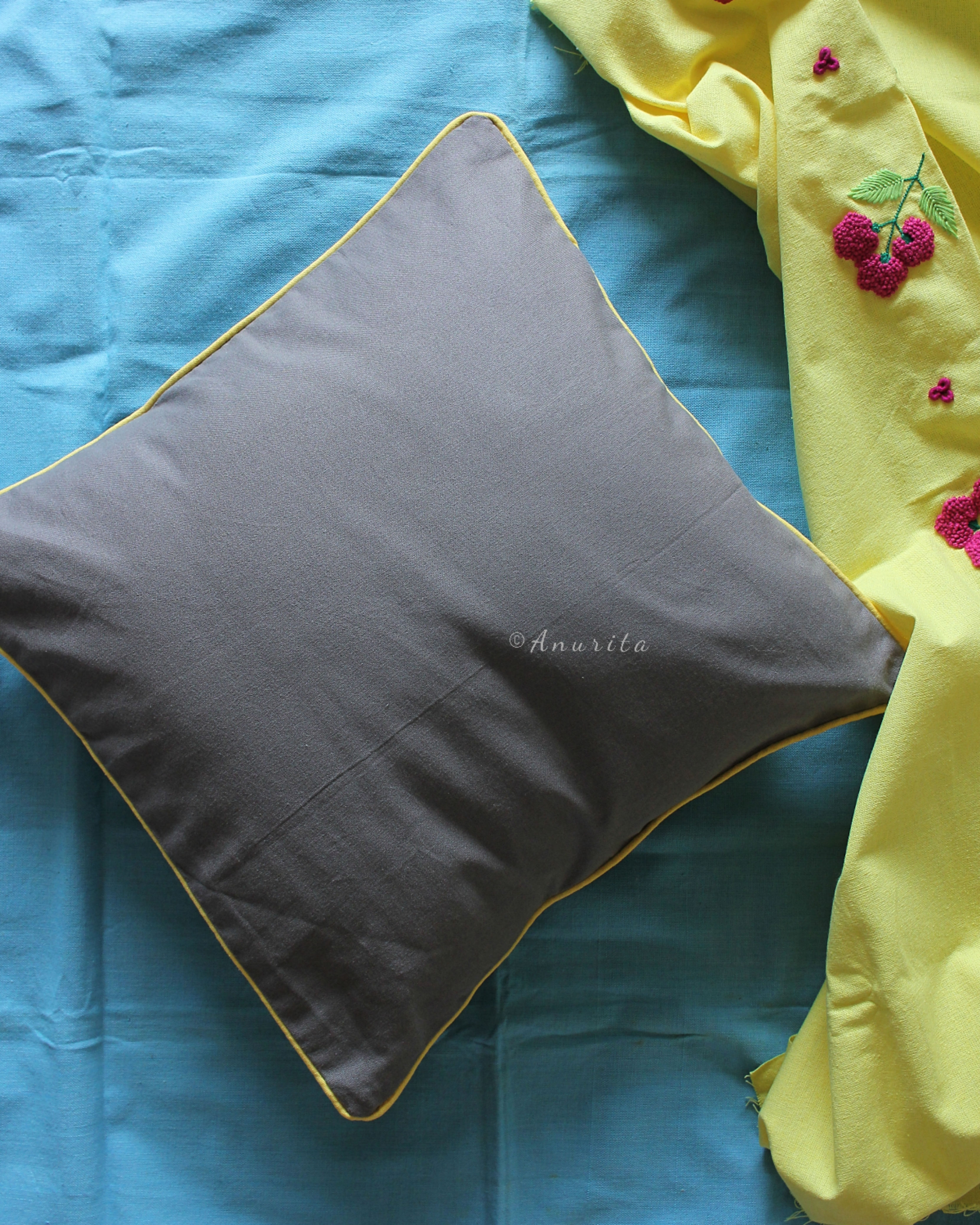 Cotton "Ash" Square Cushion Cover