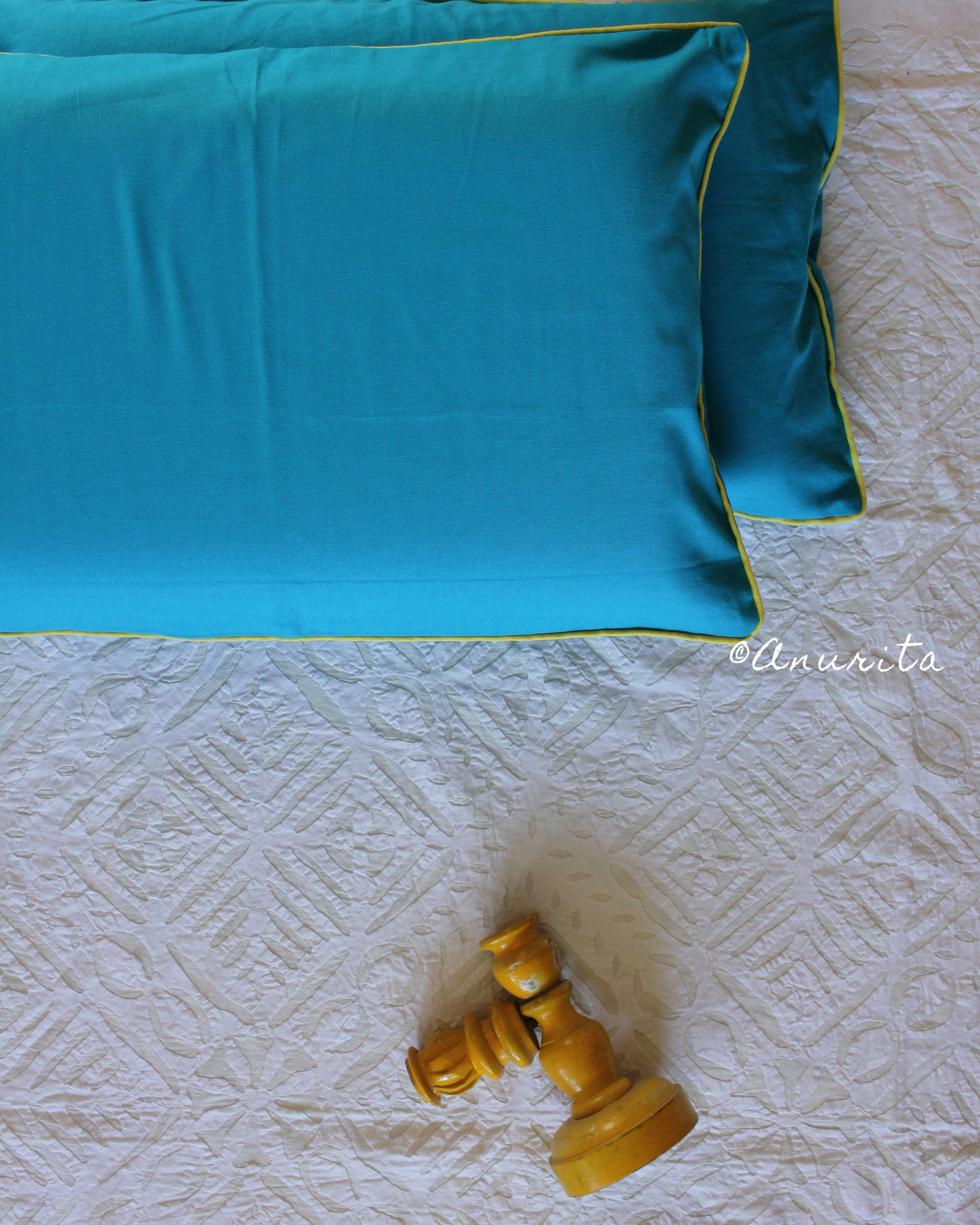 Cotton 'Electric Blue' Pillow Cover Pair