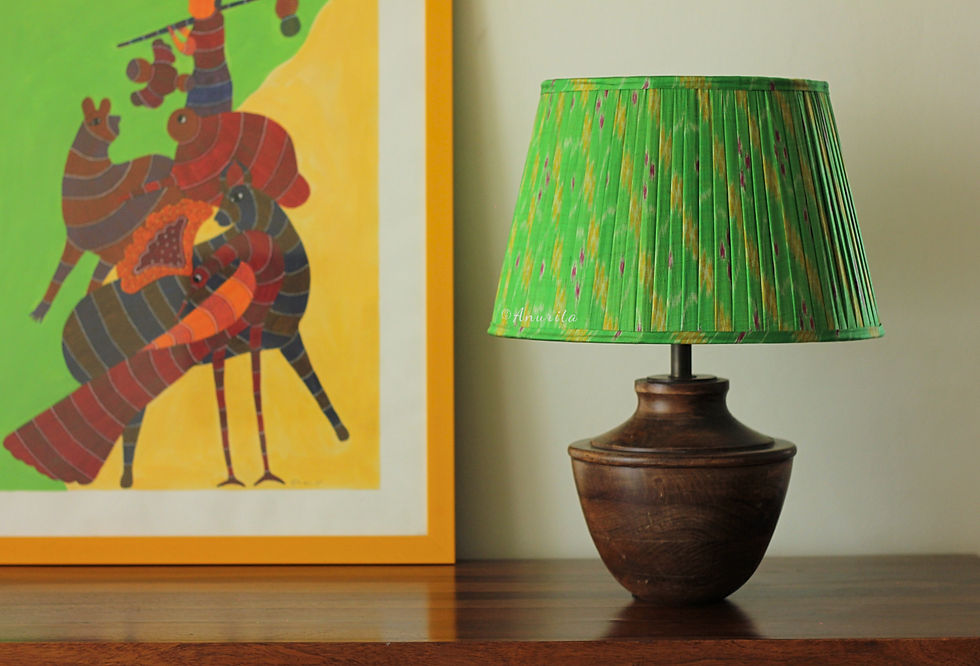 Elegant Pleated "Ojas" Pure Silk Ikat Lampshade