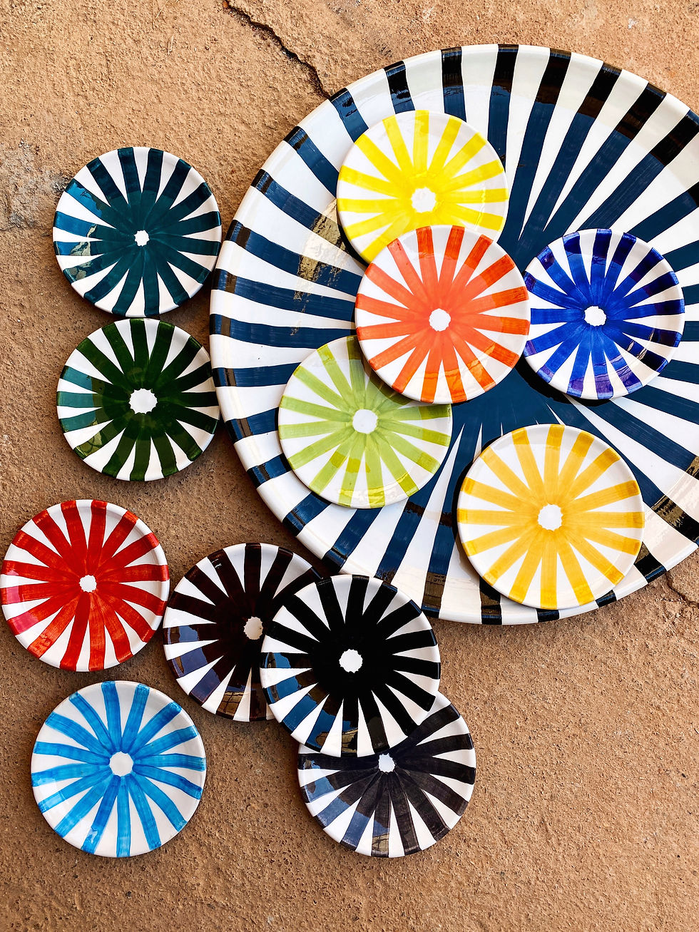 ray mini plates, large ray platter