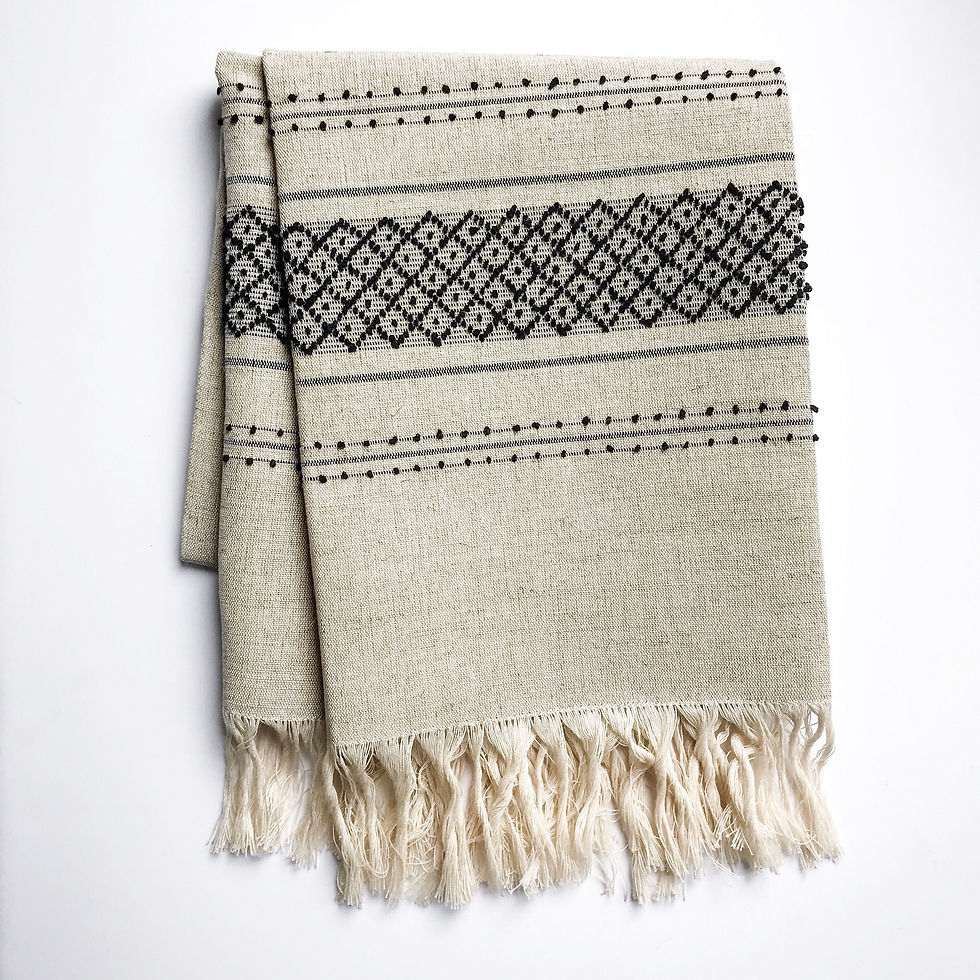 linen towel - black on natural