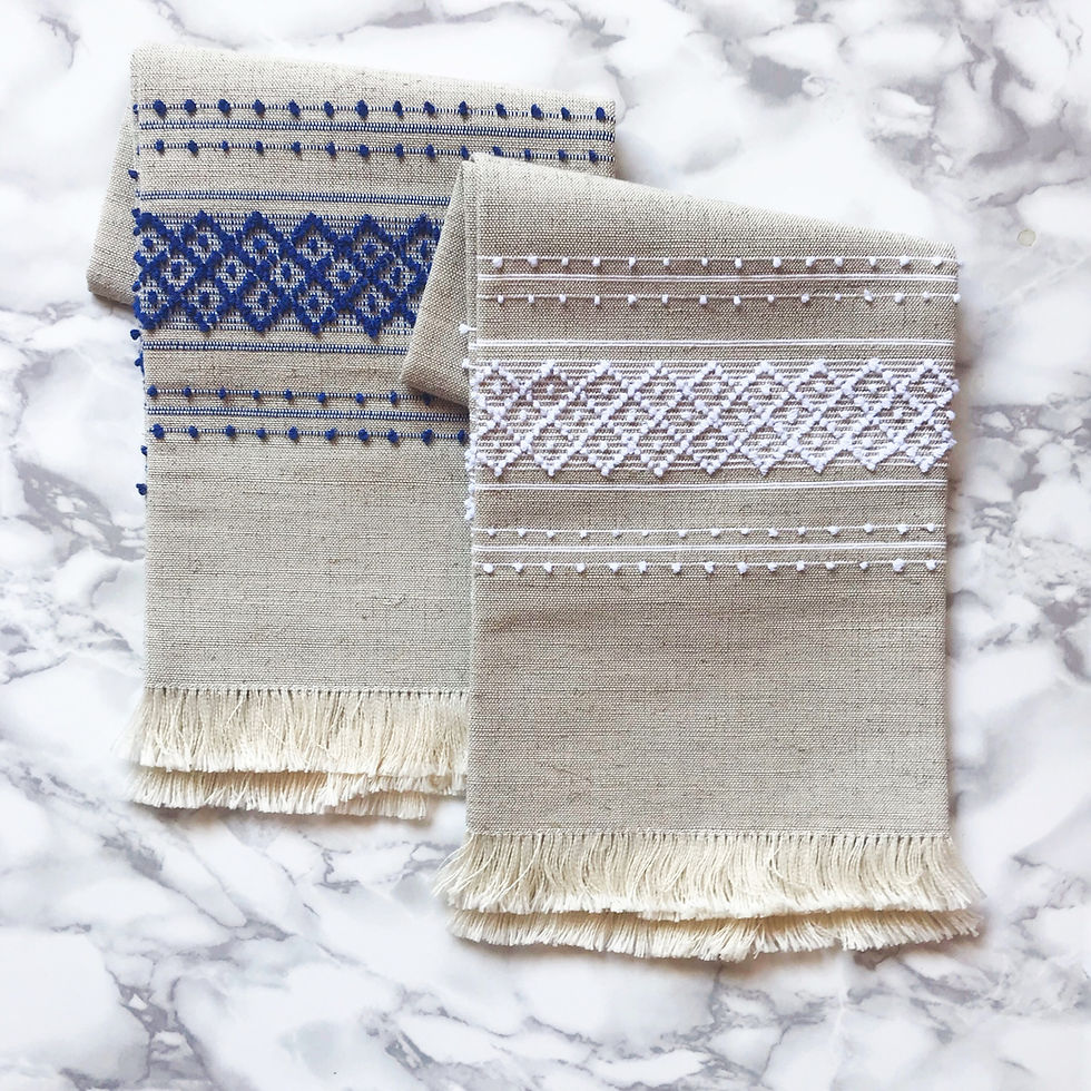 inen towels - blue & white on natural