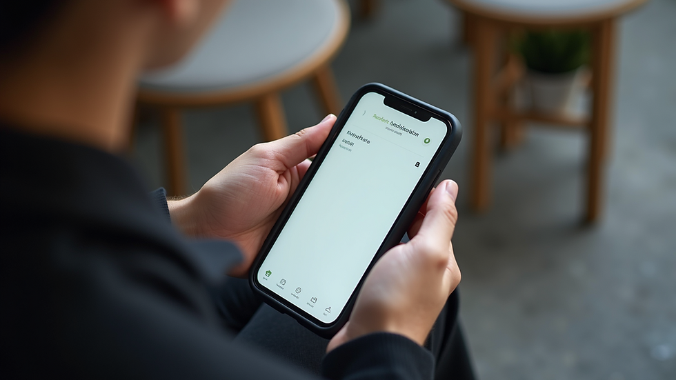 High angle view of a smartphone displaying a referral app screen