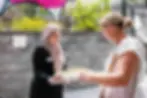 Caterer offering canapes outside