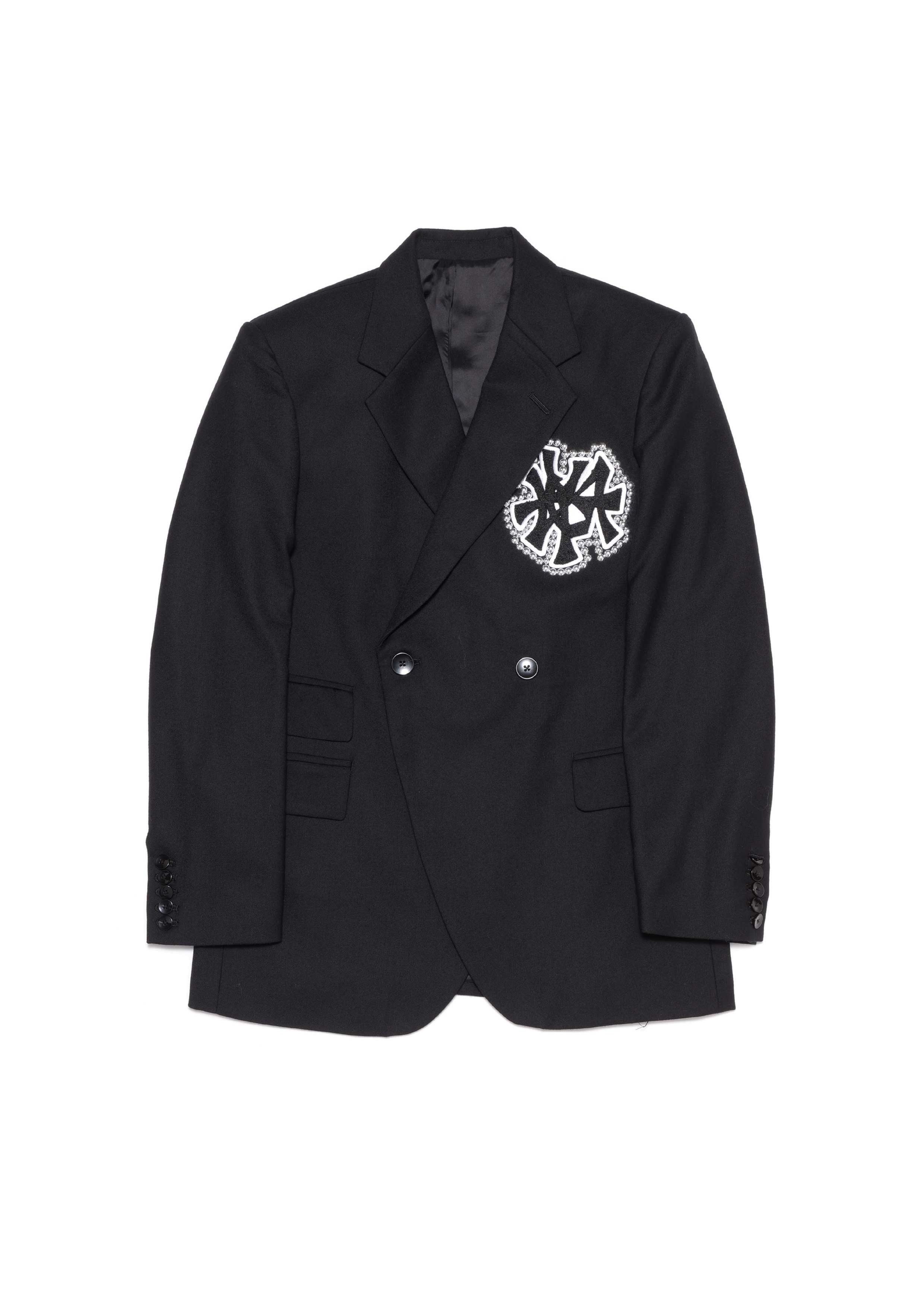 Studs Embroidered Double-Breasted Jacket / BLACK