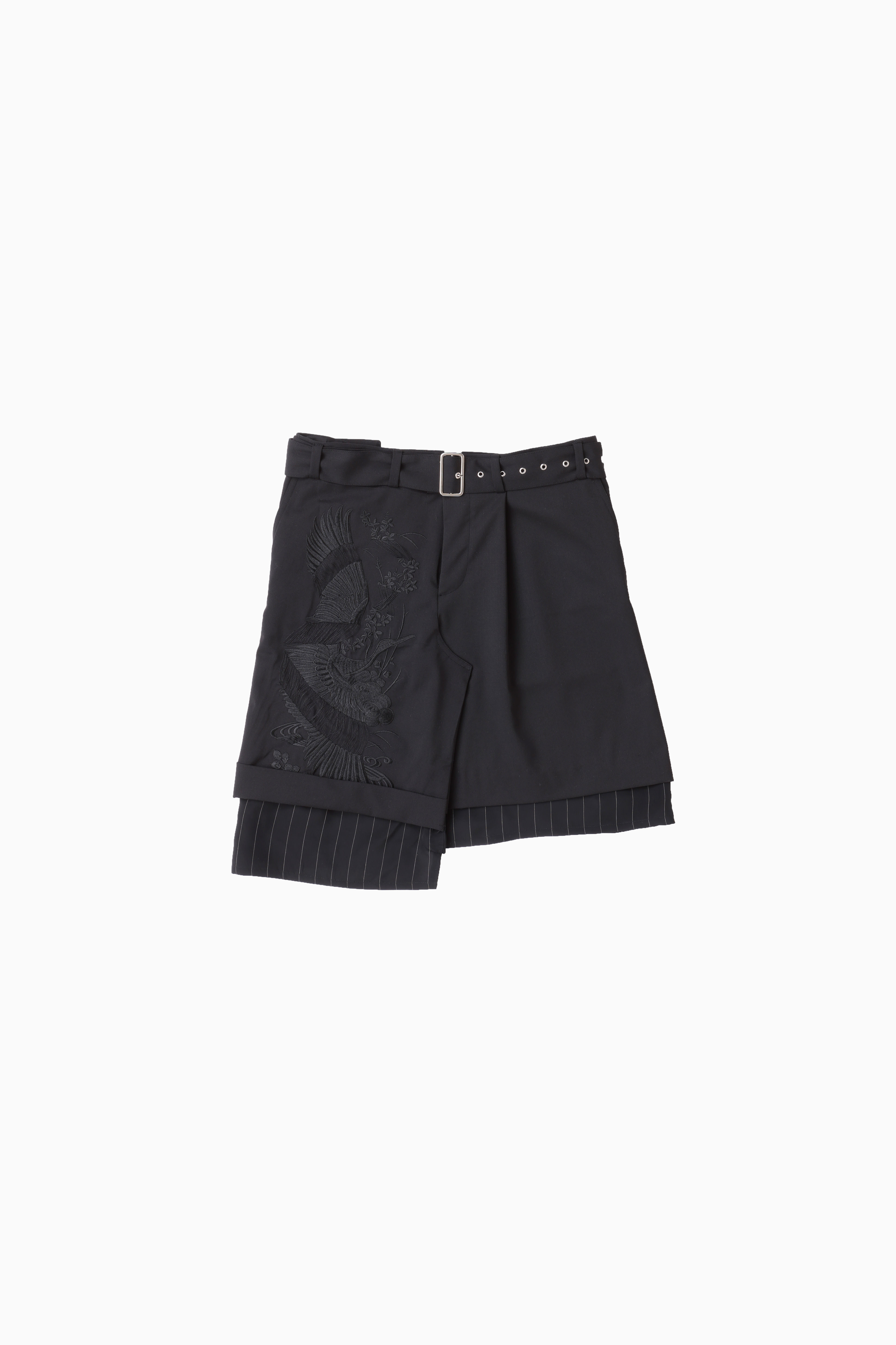 Crush Embroidery Wrap Skirt