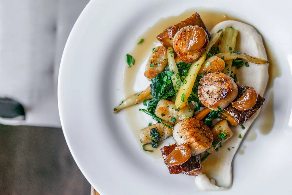 main course dish - scallops