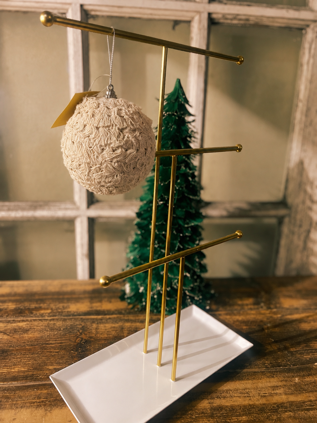 Boho Macrame Ruffle Ball Ornament
