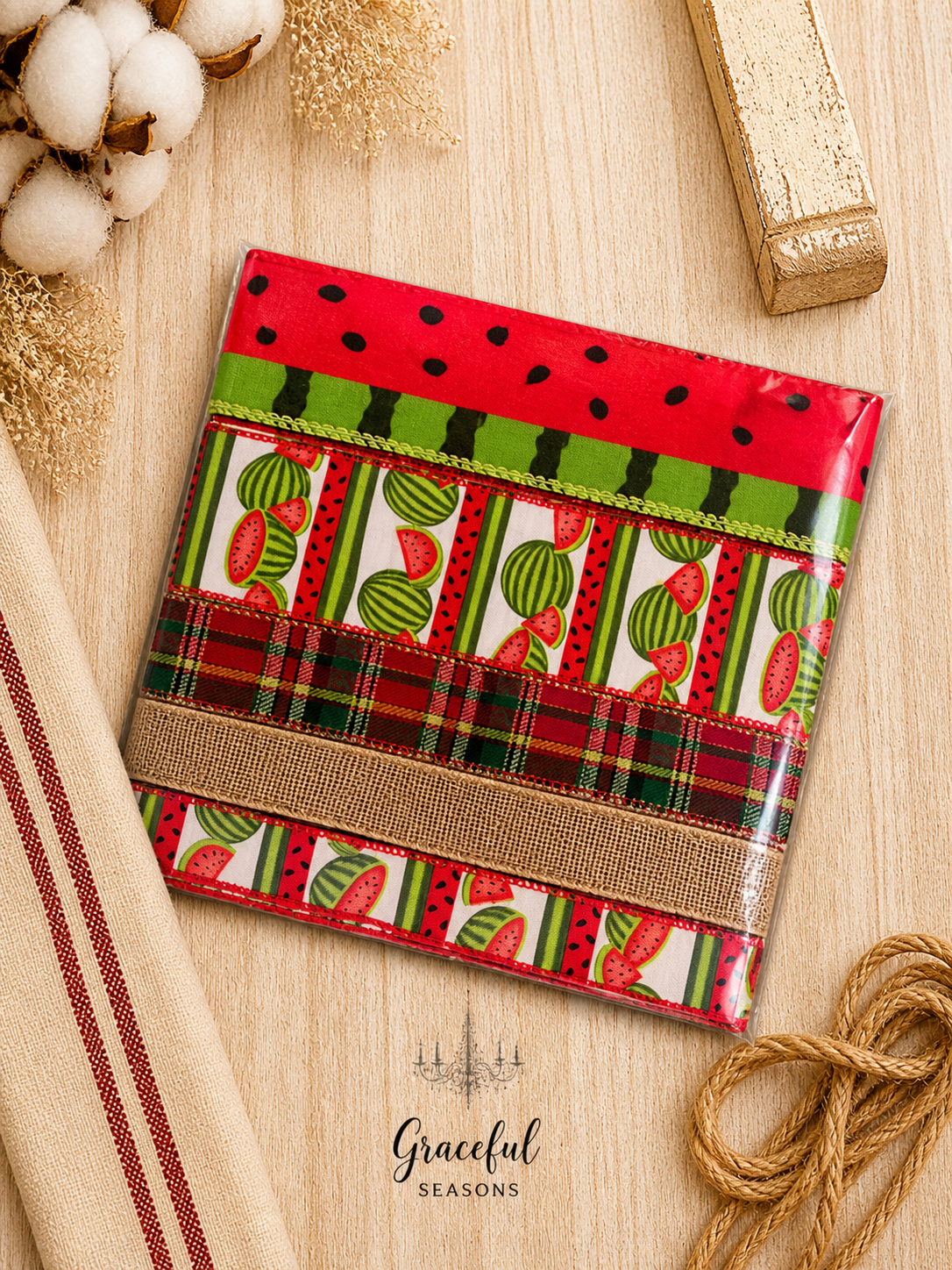 Watermelon Burlap Ribbon Bundle