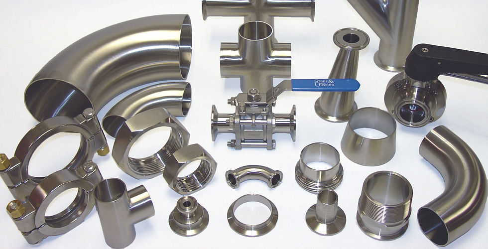 Industrial Sanitary Fittings and Valves in a Piping System