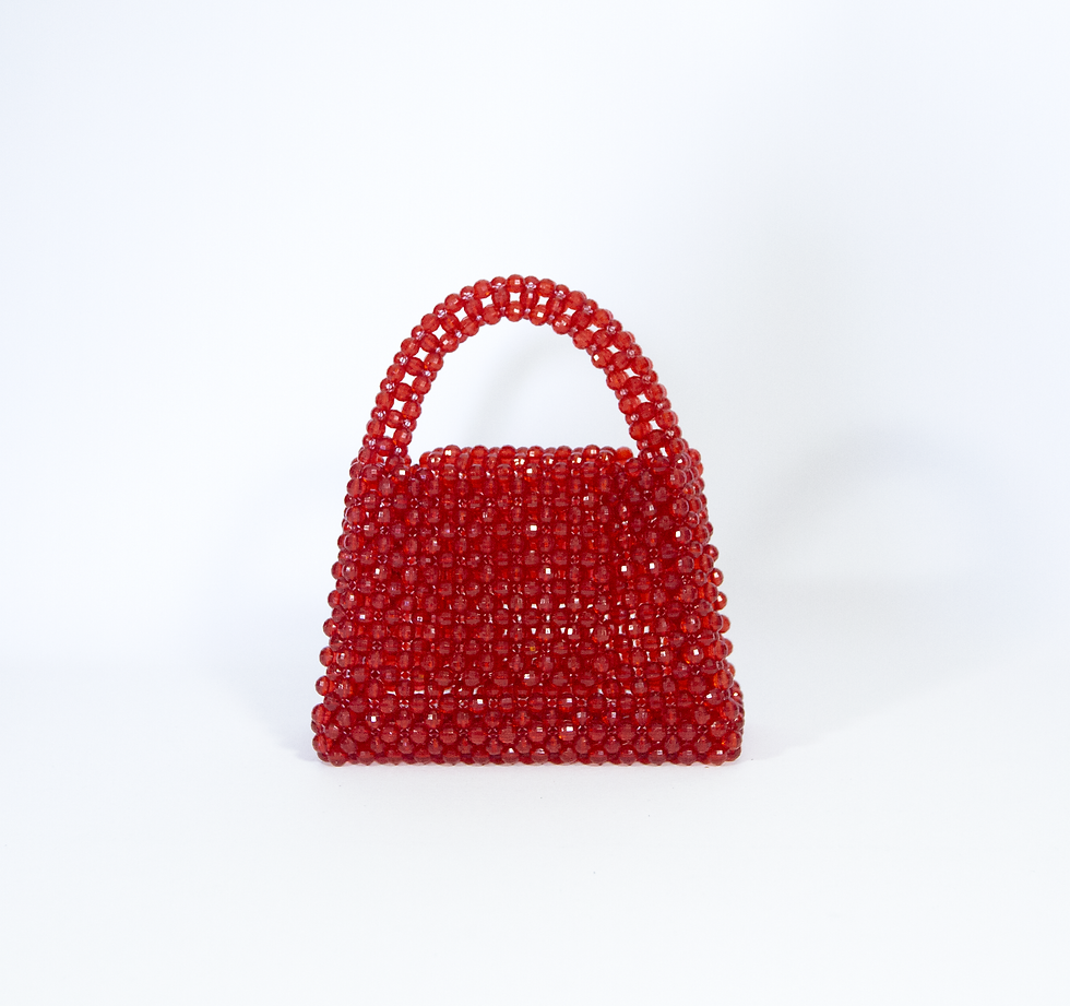 Küçük resim: SASSY BAG- KIRMIZI BONCUK EL ÇANTASI