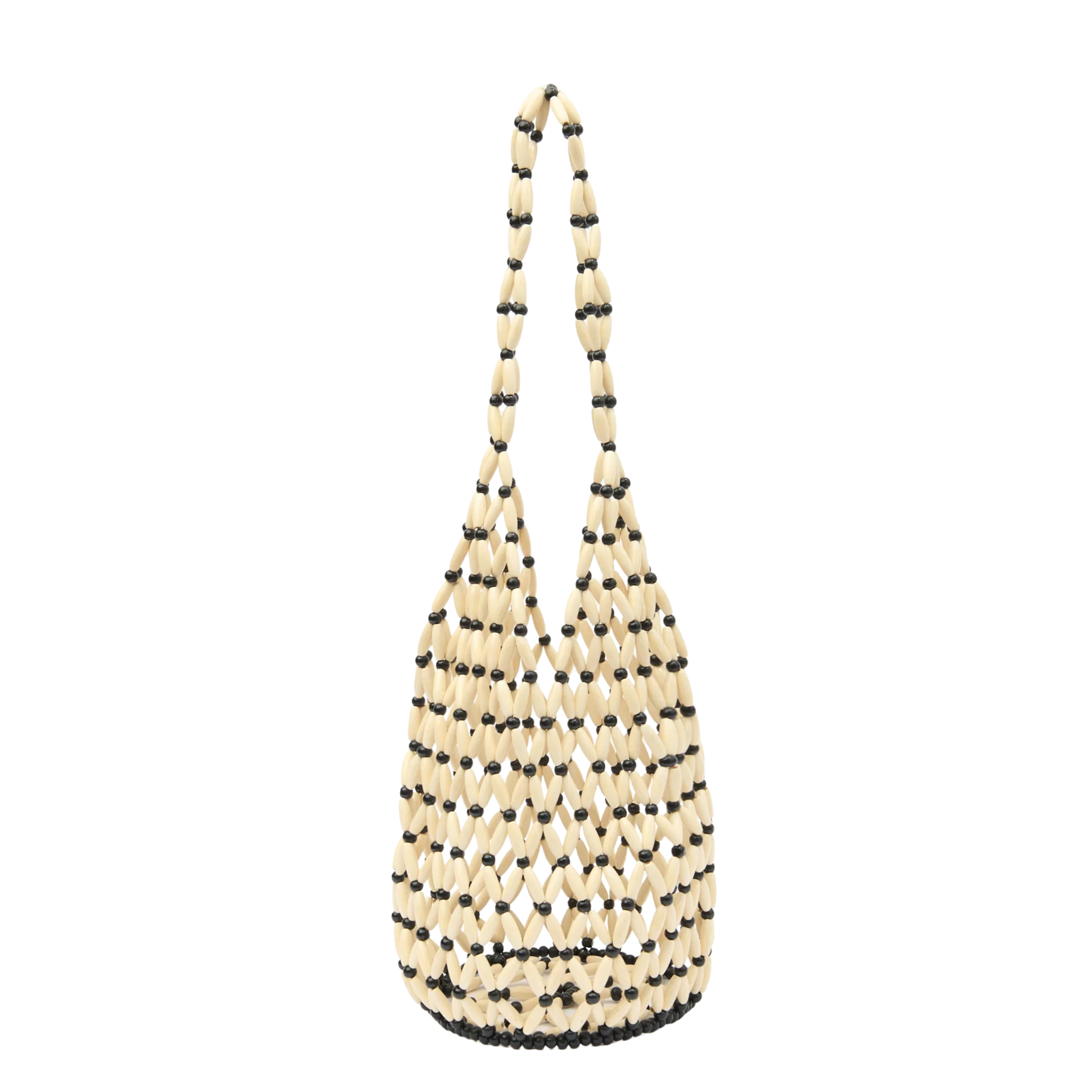 Rhea Krem Ahşap Omuz Çantası- Beaded Shoulder Bag