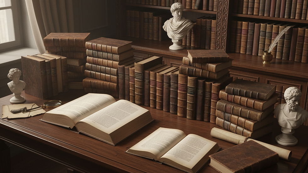 high angle view of law books on wooden table