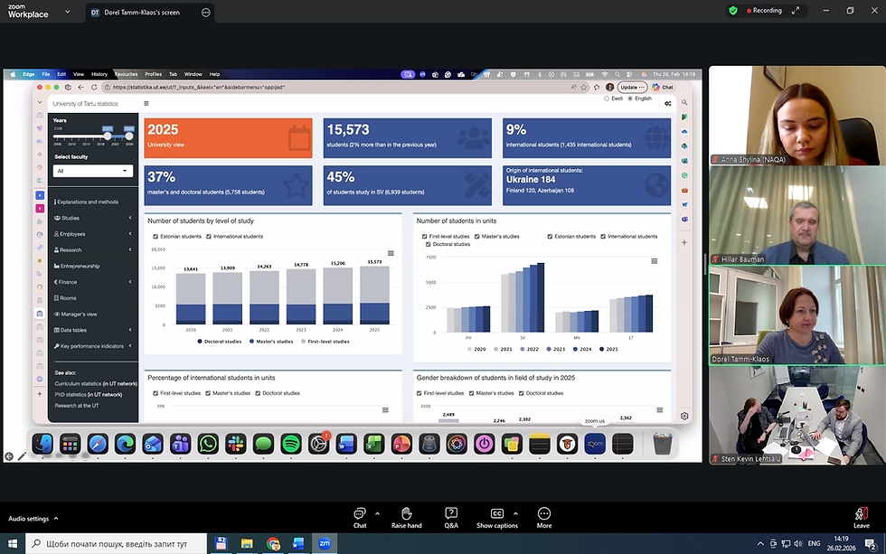 Декан та гаранти освітніх програм юридичного факультету взяли участь у вебінарі "Models and Tools for IQASM of the University of Tartu and Tallinn Universities"