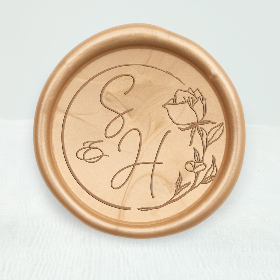 Poppy Floral Double Initial Pre-Stamped Customizable Wax Seal