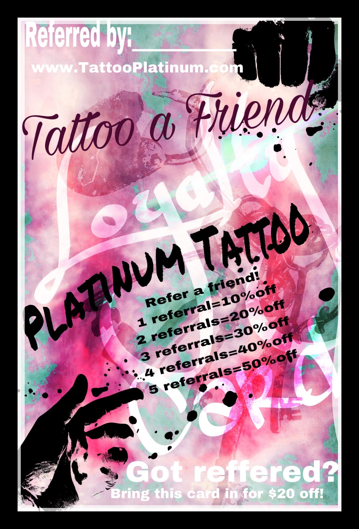 Platinum Tattoo Loyalty Card