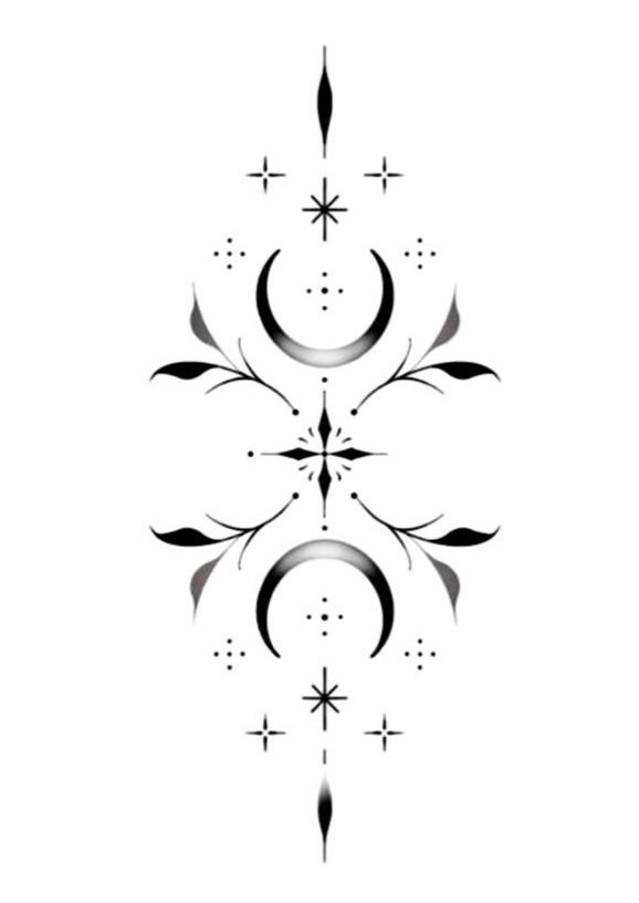 simple min imalist moon and vines tattoo design geometric symbol drawing idea inspo