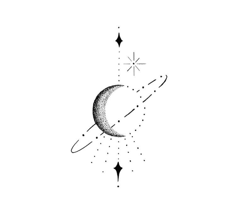 minimalist lies tattoo design drawing planet moon symbol astrology lunar planet planets