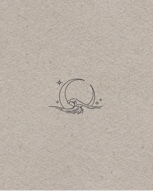 moon and wave small simple tattoo design art idea inspo