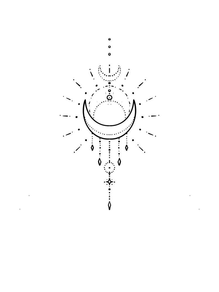 minimalist geometric moon and sun symbol tattoo design