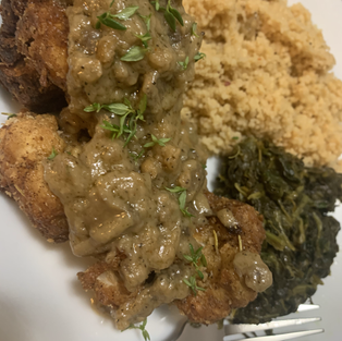 Fried Herb Cauliflower with Mushroom Gravy