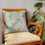 Thumbnail: Decorative Cushion (Green with white flower pattern)