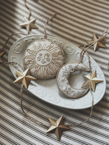 Linen Crescent Moon Ornament | Garden & Guild