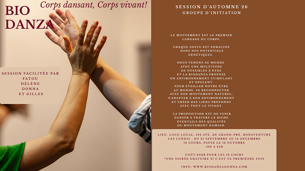 Session d'initiation à la Biodanza à Bonaventure