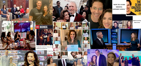 Renée Marino with Clint Eastwood, Chazz Palminteri, Russel Brunson, Jamie Kern Lima, Tony Robins, Dean Graziosi, Pat Quinn
