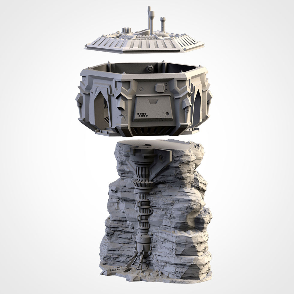 Thumbnail: Close-up of terrain building with ladders, railings, and textured walls designed for immersive tabletop setups.