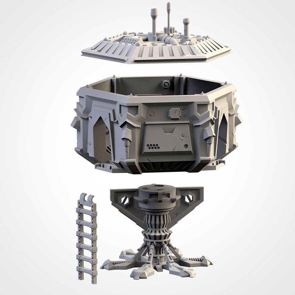 Thumbnail: Close-up of terrain building with ladders, railings, and textured walls designed for immersive tabletop setups.