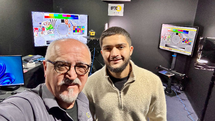 Optic Security Group Product Innovation Manager and OpticIQ Lab Lead Vlado Damjanovski and OpticIQ Intern Chirag Modi.