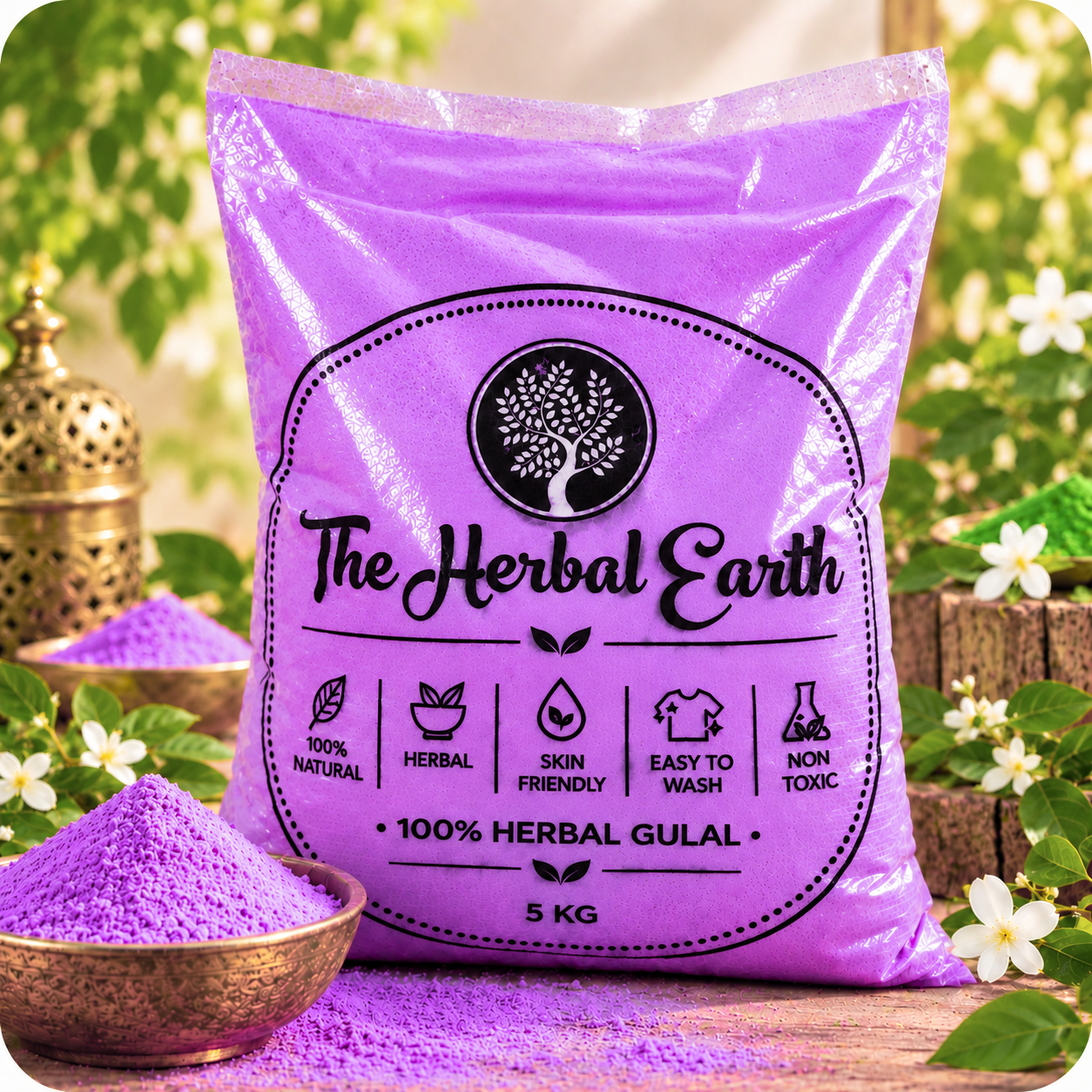 The Herbal Earth® Herbal Holi Gulal Powder – 5 Kg | Natural & Herbal Holi Color