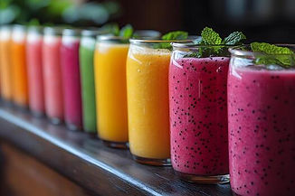 colorful-assorted-fresh-fruit-smoothies-with-mint-garnish-for-refreshing-summer-drink-idea