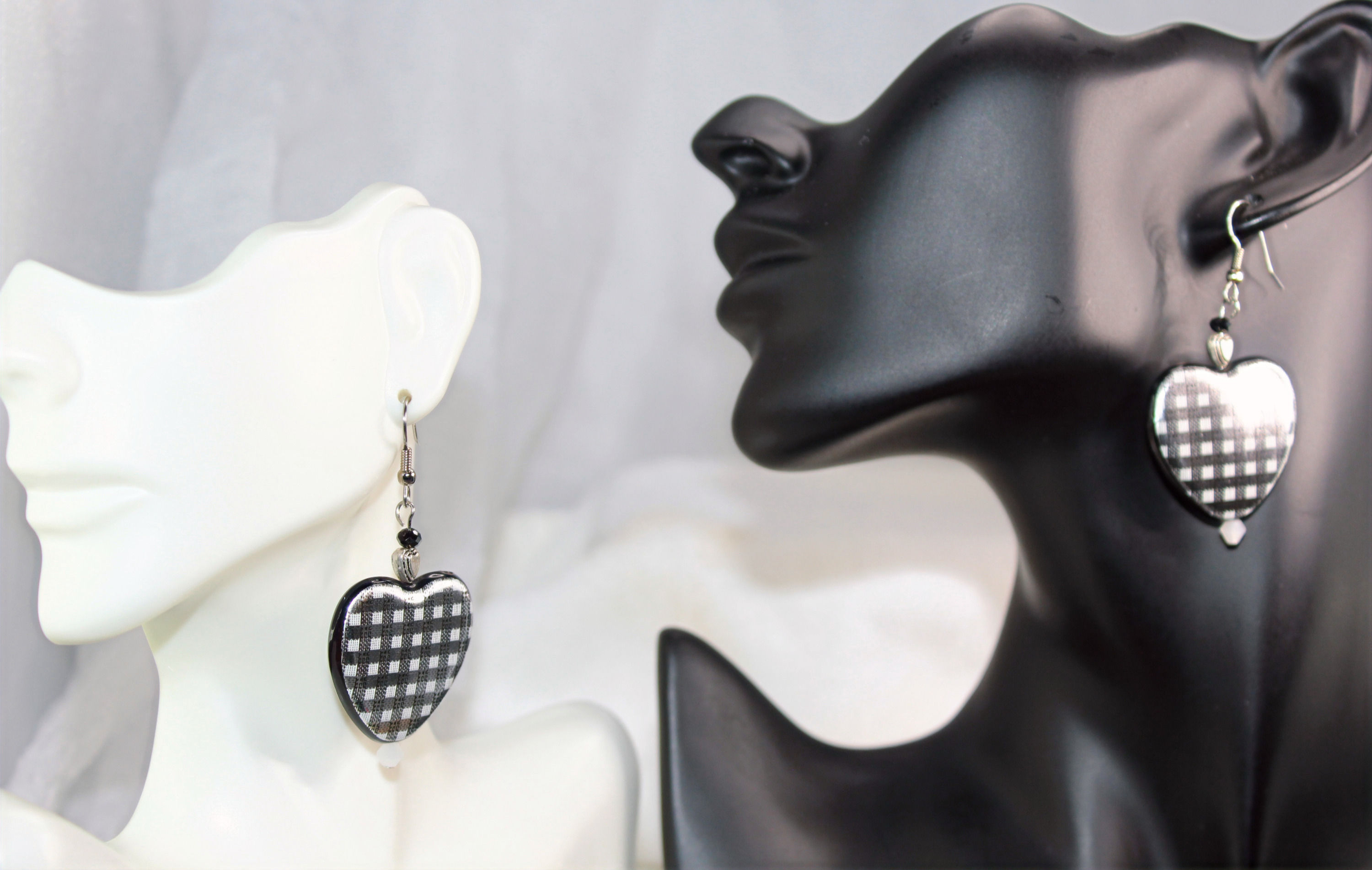 Plaid  heart Earrings