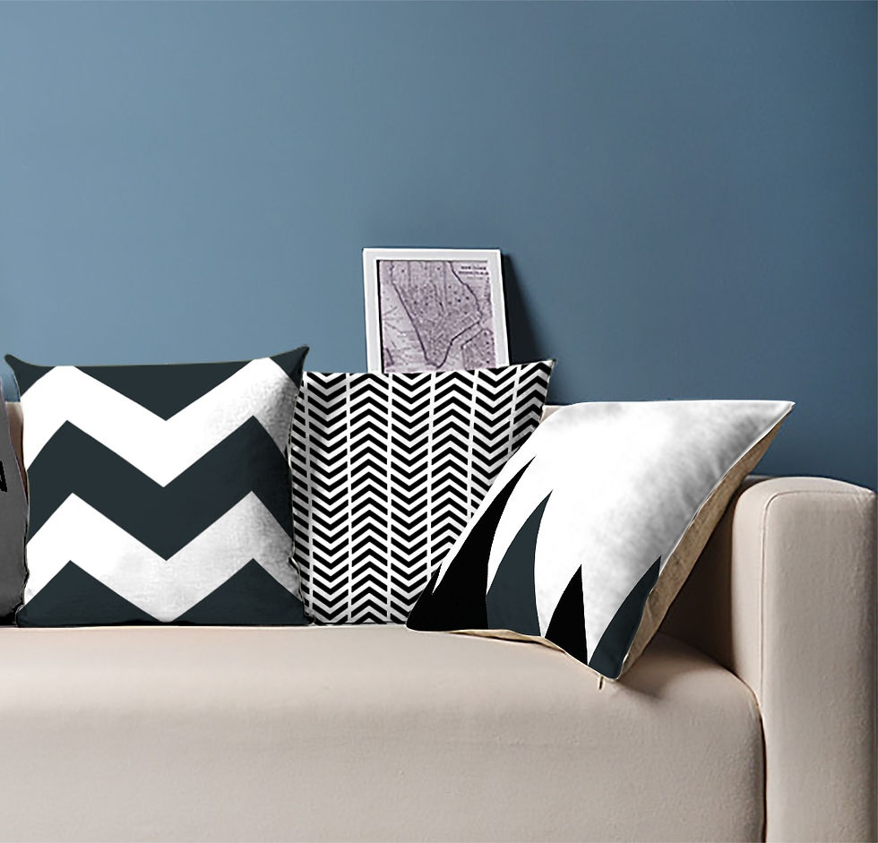 ZİGZAG DİJİTAL BASKILI 3'LÜ KOMBİN DEKORATİF YASTIK KIRLENT KILIFI