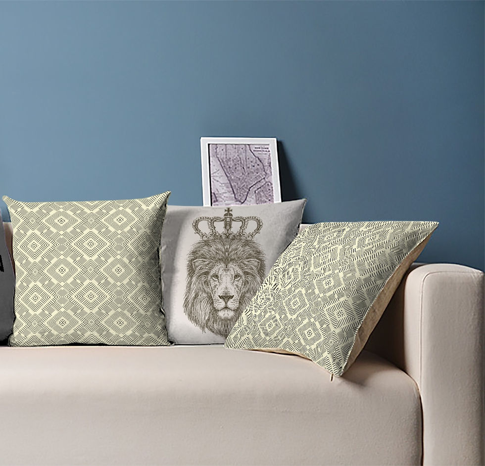 ASLAN DİJİTAL BASKILI 3'LÜ KOMBİN DEKORATİF YASTIK KIRLENT KILIFI