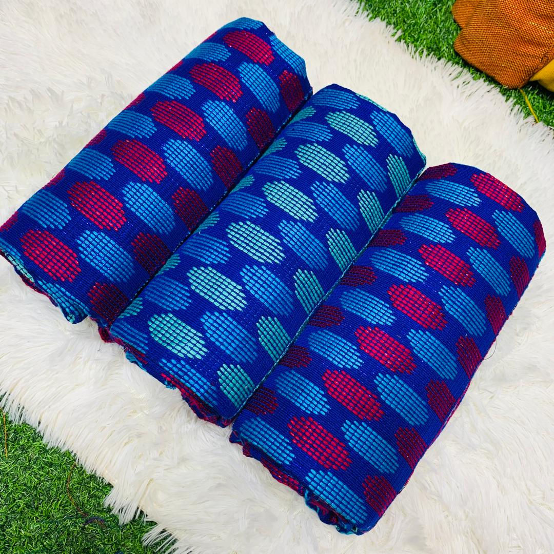 6 Yards Blue And Wine kente Fabric For Women
