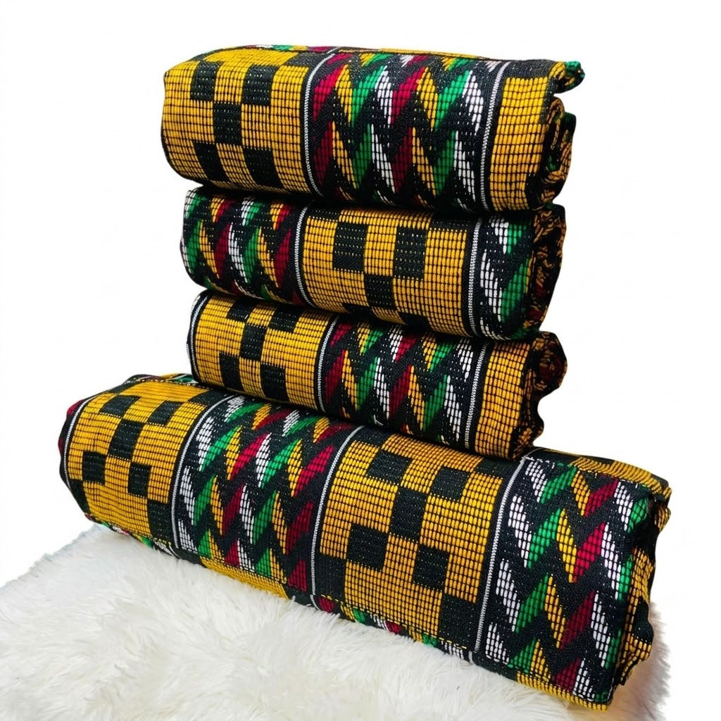 Man And Woman kente Cloth - Black And Gold