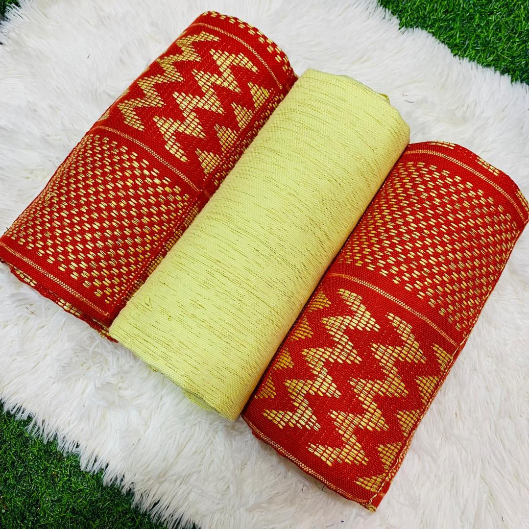 6 Yards Red And Cream Women kente Fabric
