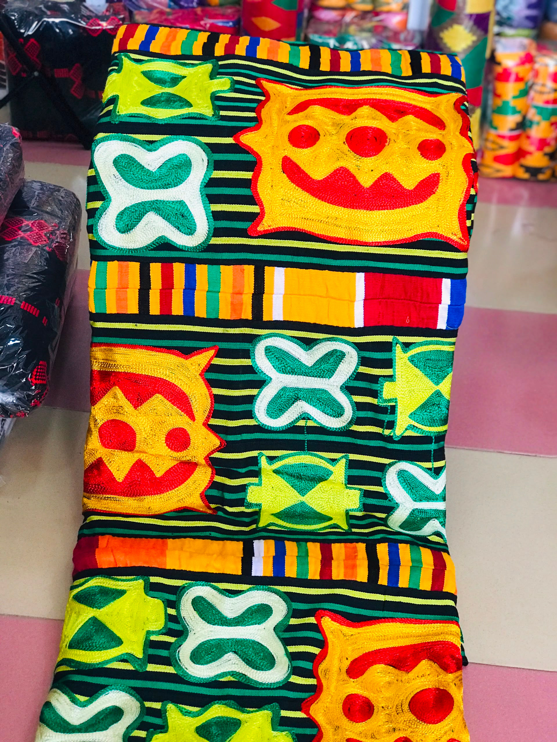 Men kente Cloth/ Fabric - Black Multicolored