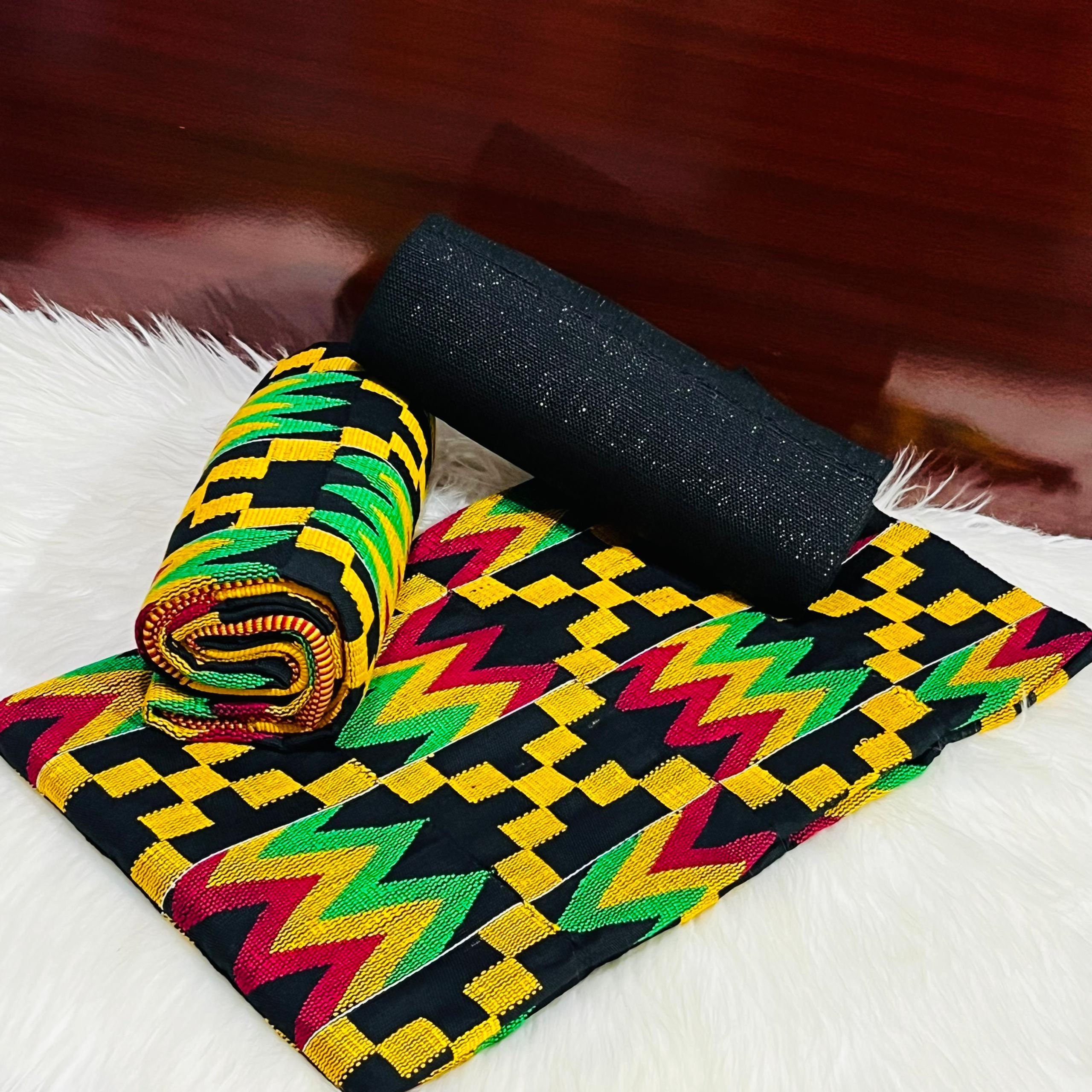 6 Yards Fatia Women kente Fabric - Black