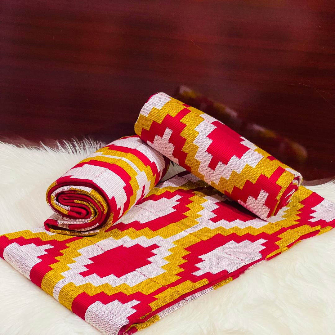 6 Yards Wine, Gold kente Fabric For Women