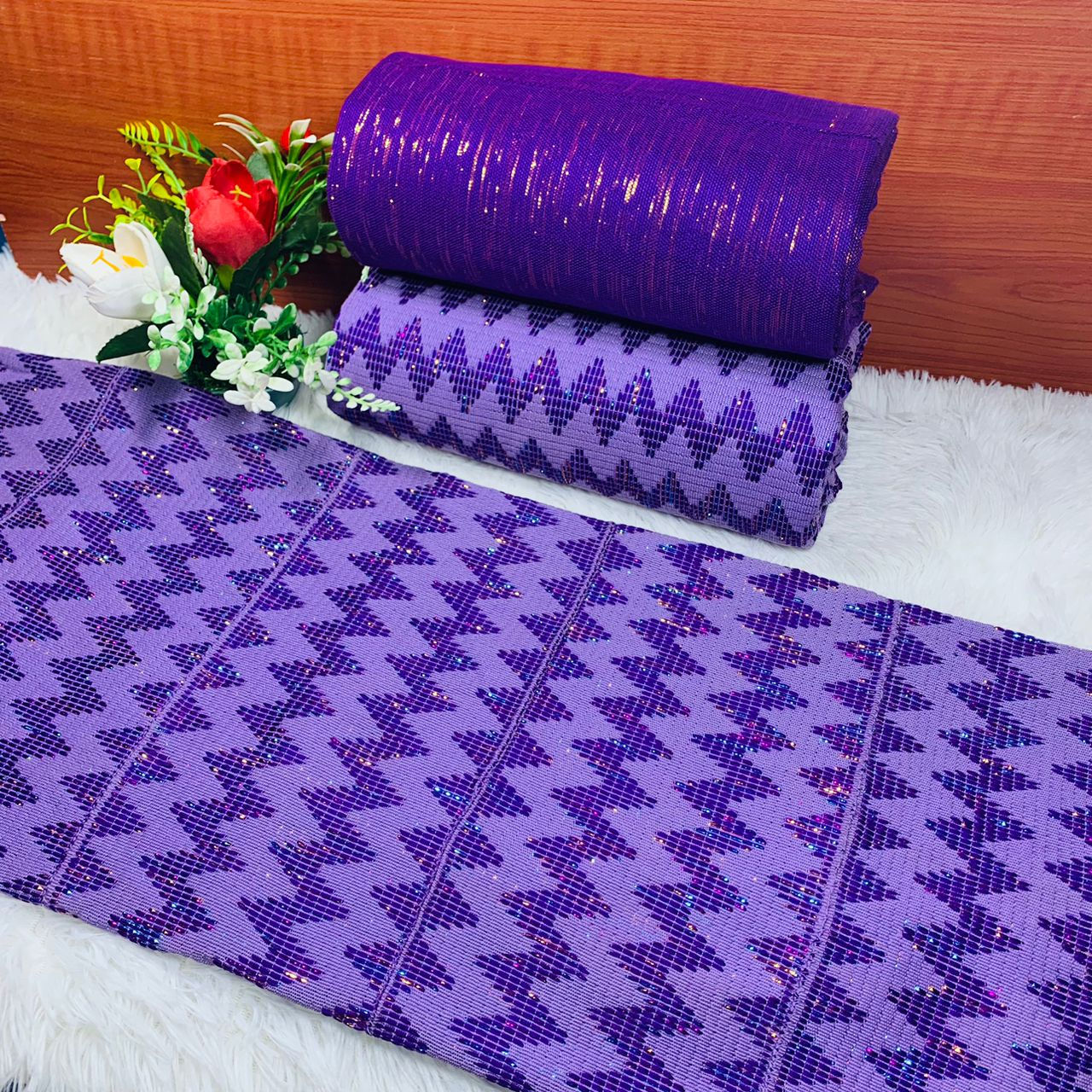 6 Yards Lavender And Violet Women kente Fabric
