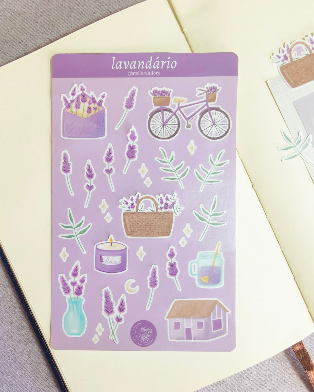 Cartela de Adesivos "lavandinhas" - Lavandário